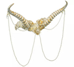 White and gold horn headdress
