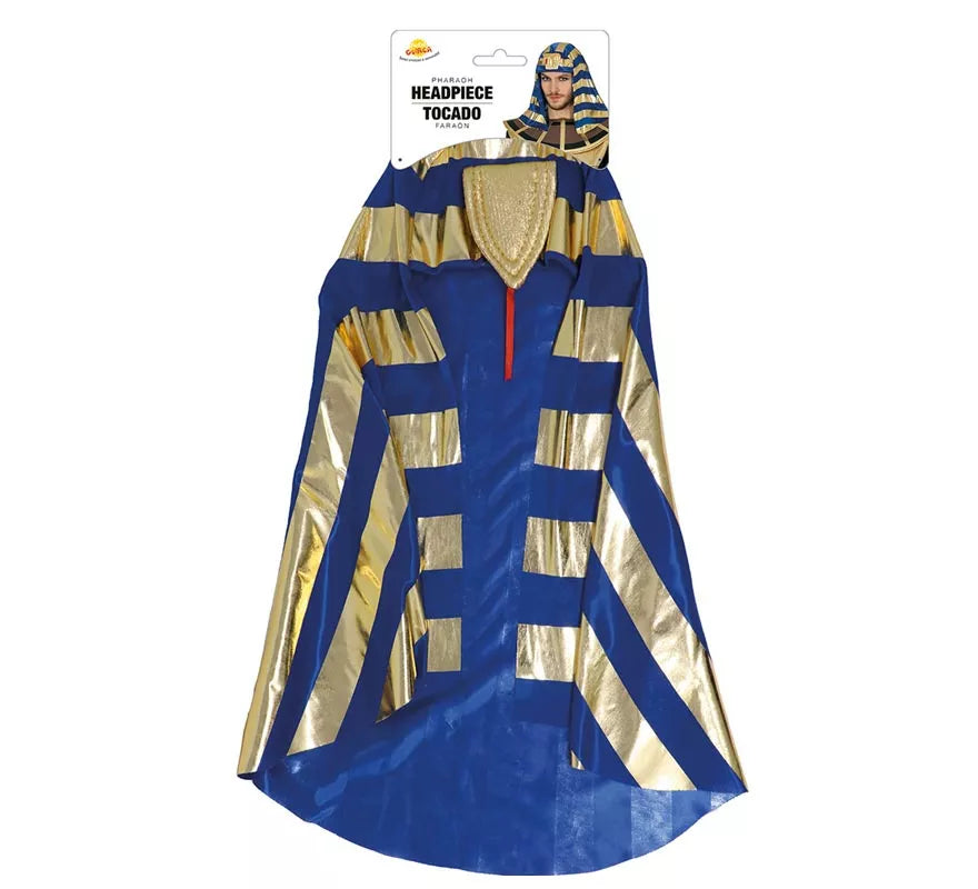 Tocado de Faraón Plateado y Azul
