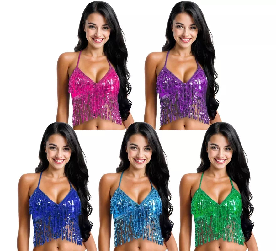 Top con Lentejuelas y Flecos en varios colores para mujer