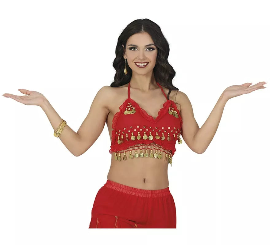 Top de Monedas rojo para mujer