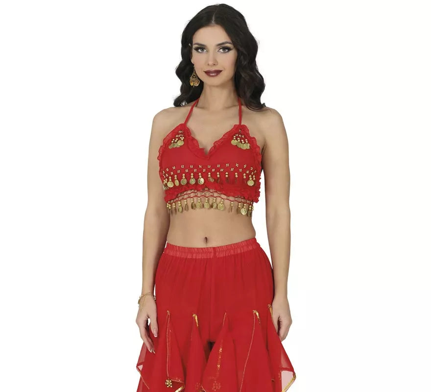 Top de Monedas rojo para mujer
