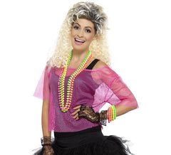 Fluorescent pink 80s mesh top