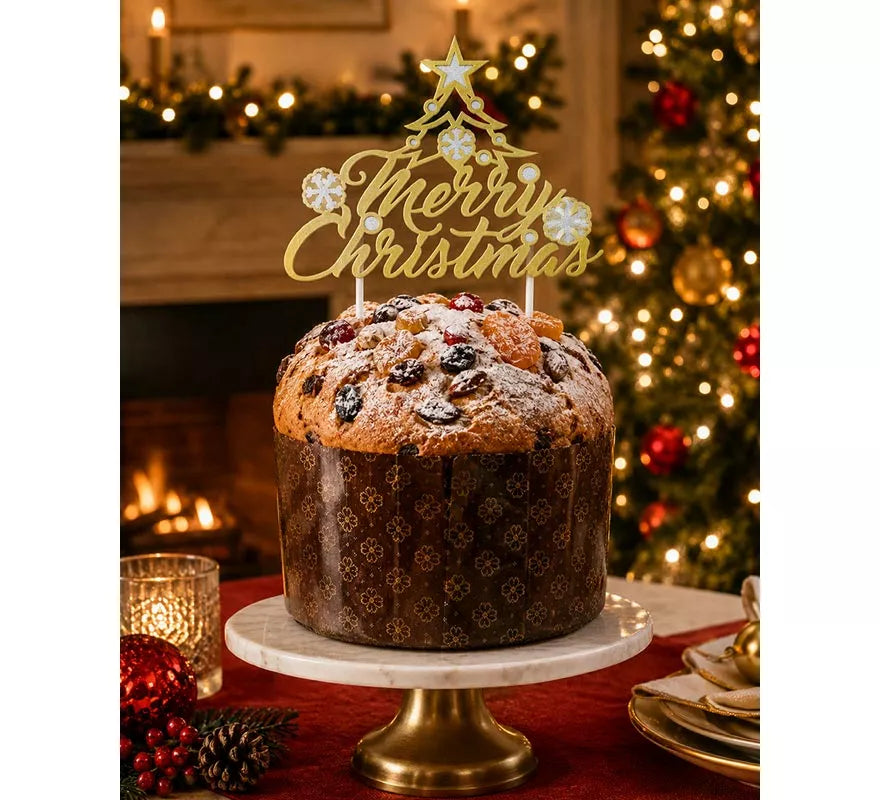 Translation missing: en.Topper dorado de Feliz Navidad para Tarta de 16x24 cm