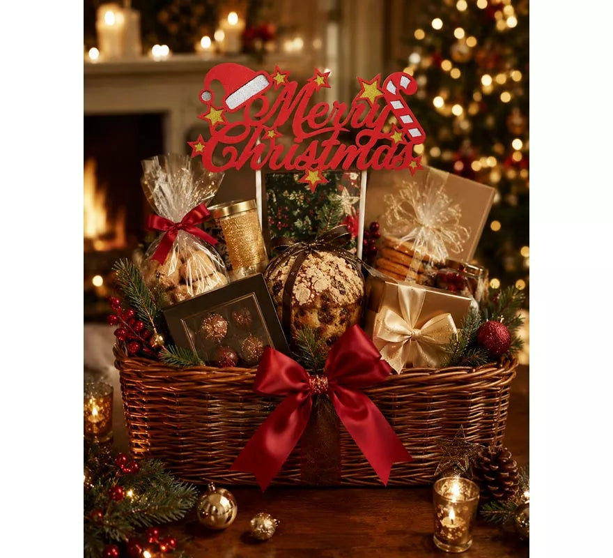 Translation missing: en.Topper rojo de Feliz Navidad para Tarta de 16x24 cm
