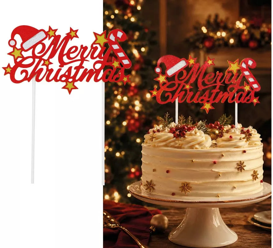 Translation missing: en.Topper rojo de Feliz Navidad para Tarta de 16x24 cm