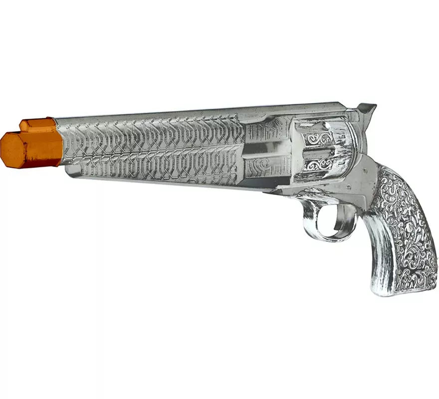 Trabuco de Pistolero plateado de 30 cm de Plástico