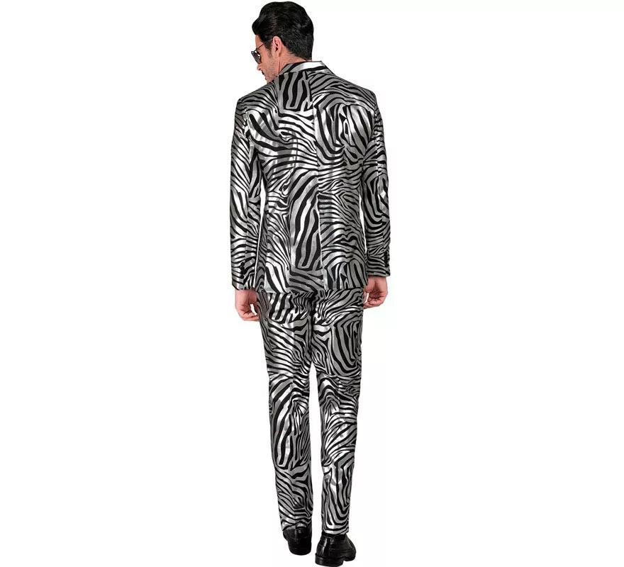 Traje Divertido de Fiesta animal print plateado para hombre