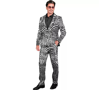 Traje Divertido de Fiesta animal print plateado para hombre