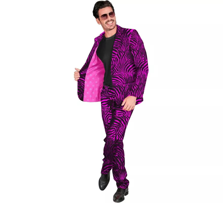 Traje Divertido de Fiesta animal print púrpura para hombre