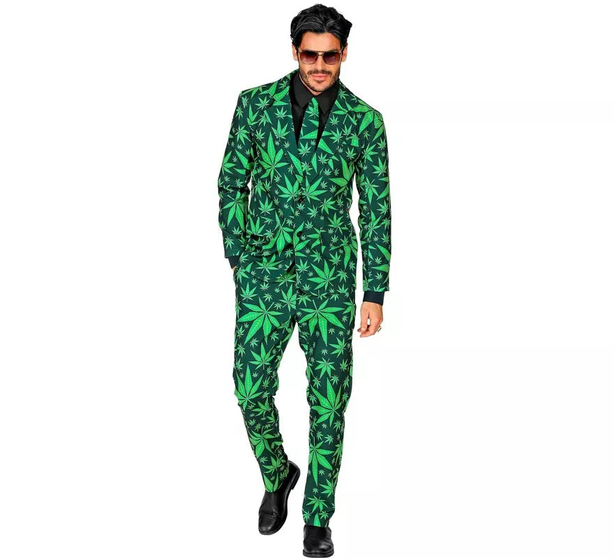 Translation missing: en.Traje Divertido de Marihuana verde para hombre