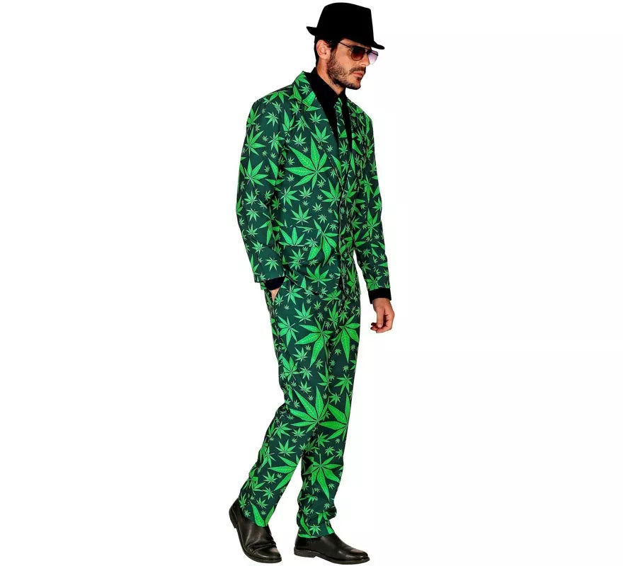 Translation missing: en.Traje Divertido de Marihuana verde para hombre