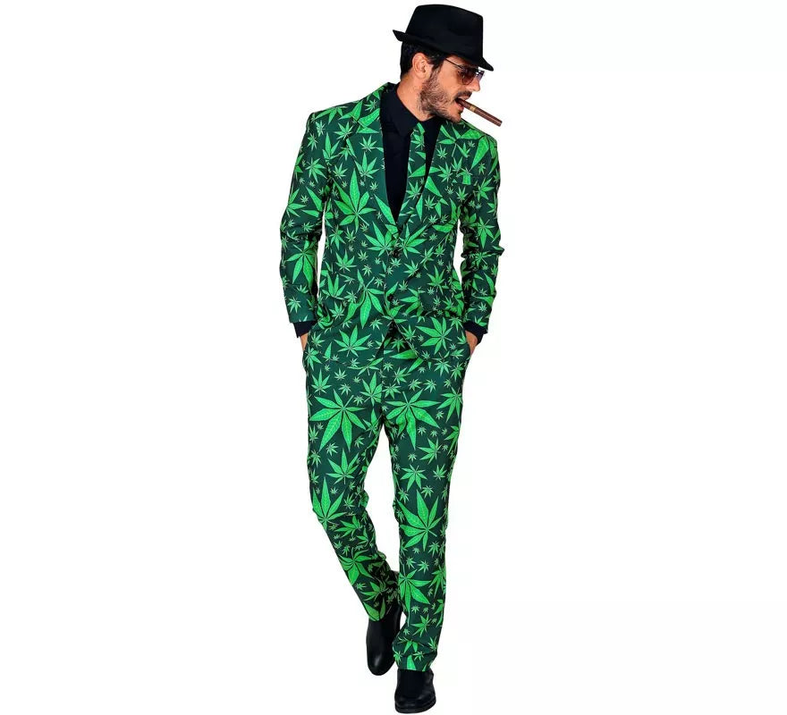 Translation missing: en.Traje Divertido de Marihuana verde para hombre