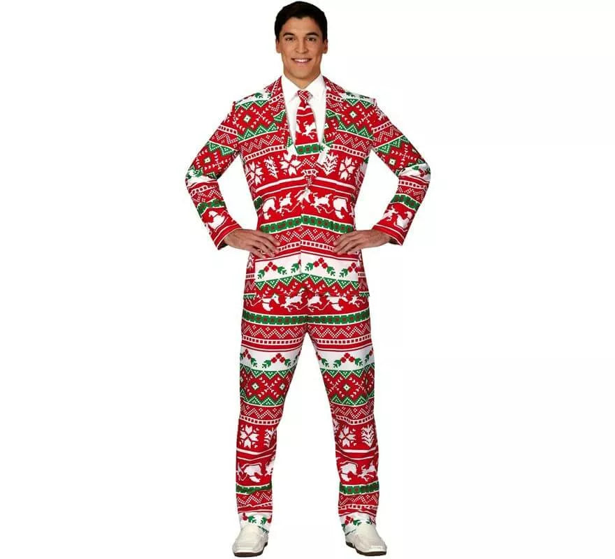 Traje Divertido Navideño Rojo para hombre