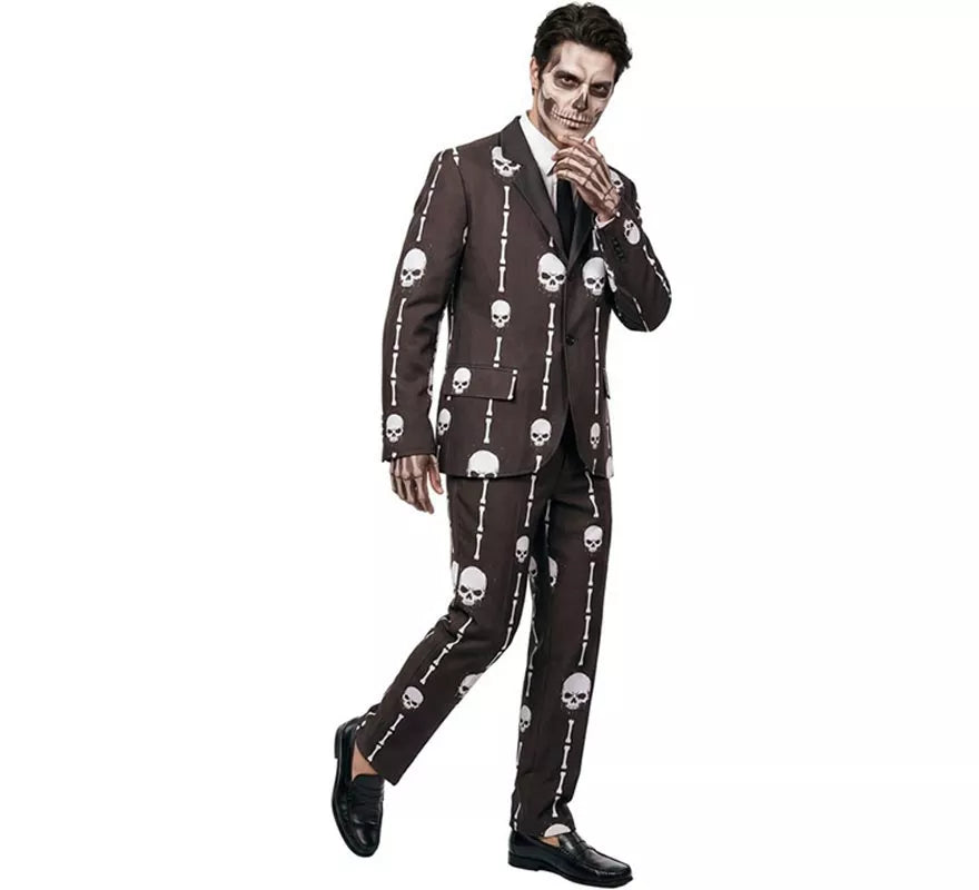 Traje Divertido negro Calaveras y Huesos para hombre