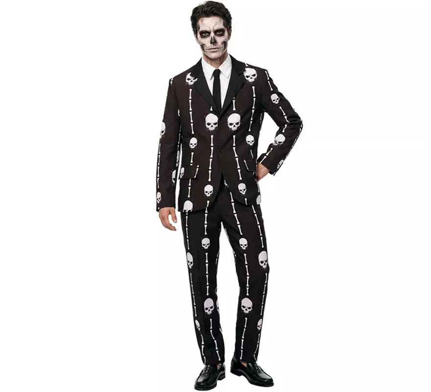Traje Divertido negro Calaveras y Huesos para hombre