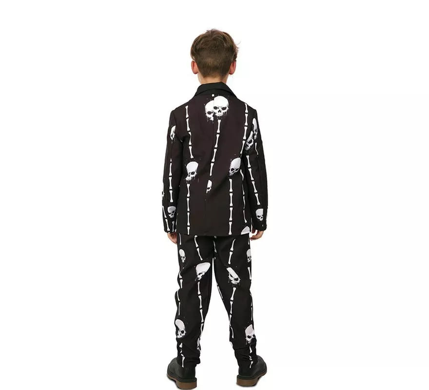Traje Divertido negro Calaveras y Huesos para niño
