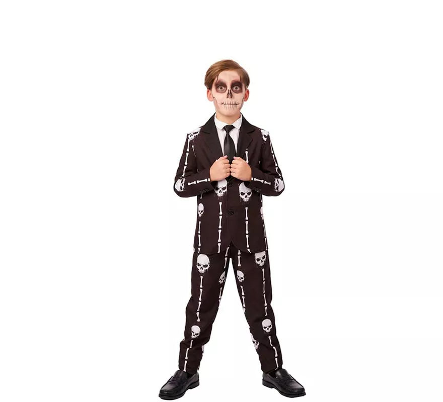 Traje Divertido negro Calaveras y Huesos para niño