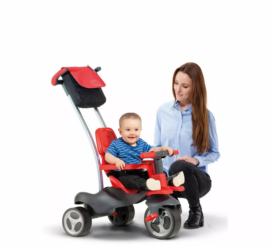Translation missing: en.Triciclo infantil rojo con Ruedas de Goma, Cinturón y Bolsa