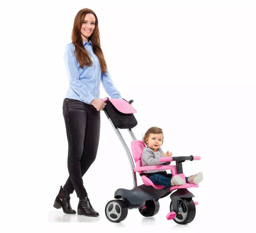 Translation missing: en.Triciclo infantil rosa con Ruedas de Goma, Cinturón y Bolsa
