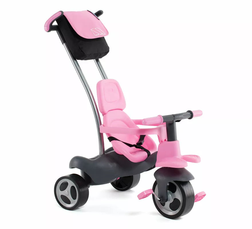 Translation missing: en.Triciclo infantil rosa con Ruedas de Goma, Cinturón y Bolsa