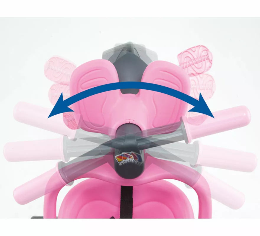Triciclo infantil rosa con Ruedas de Goma, Cinturón y Bolsa