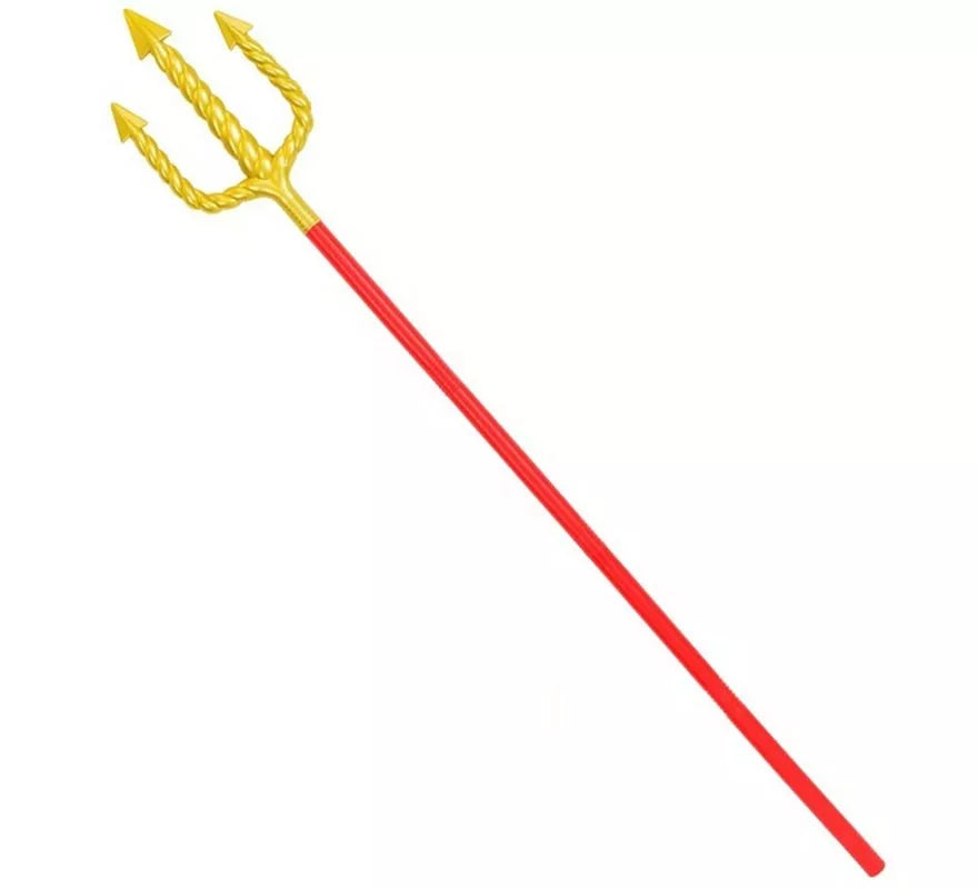 Tridente dorado y rojo de 137 cm