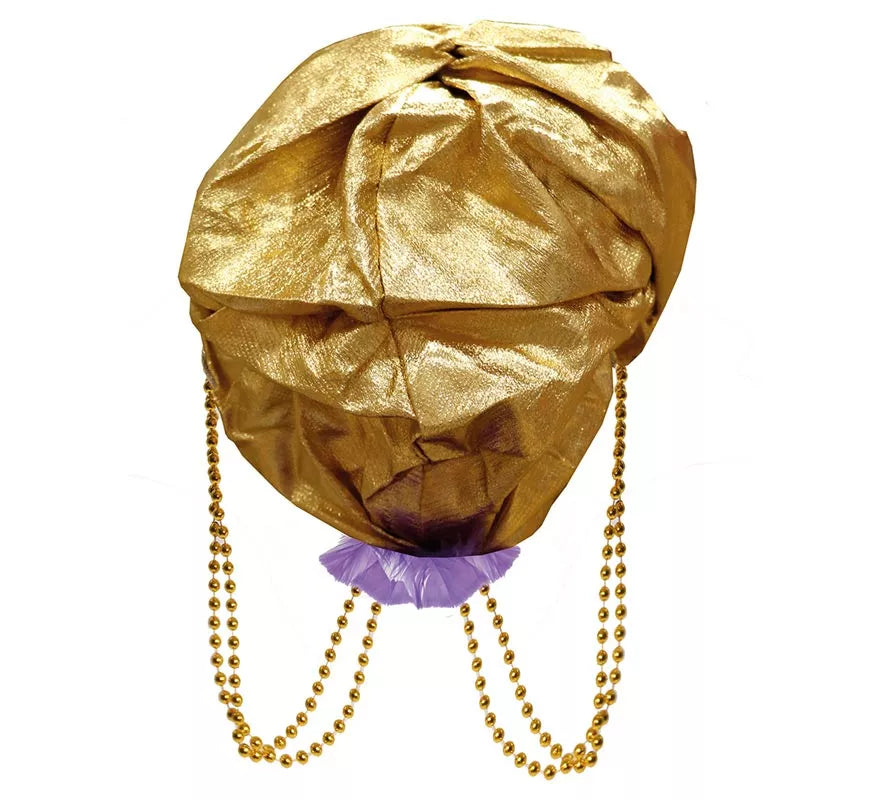 Translation missing: en.Turbante Dorado con Pluma Morada para hombre