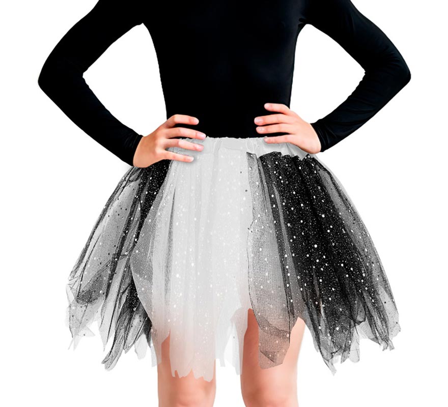 Translation missing: en.Tutú Estrellas blanco y negro infantil de 30 cm