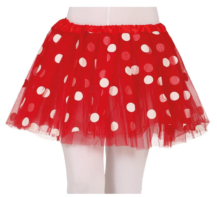 Tutú Rojo con Topos Blancos infantil 30 cm