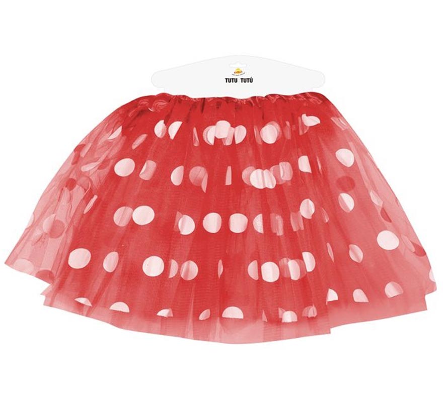 Tutú Rojo con Topos Blancos infantil 30 cm