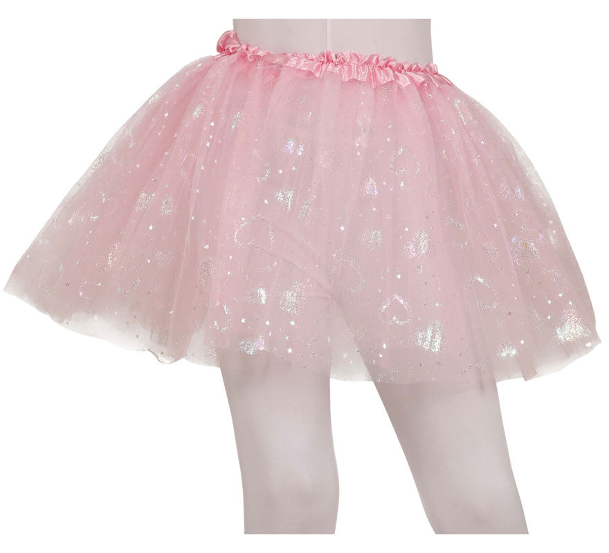 Tutú rosa con Corazones de 30 cm infantil