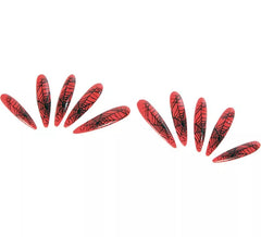 Red witch nails with cobwebs