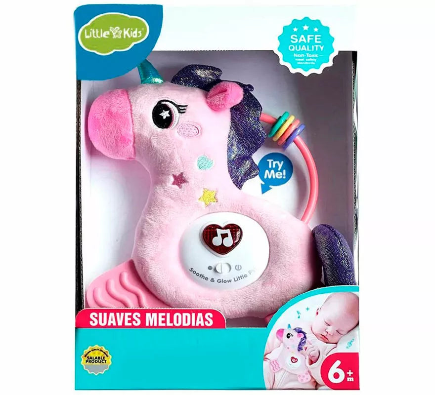 Unicornio Musical rosa con Luz y Sonido de 24 cm