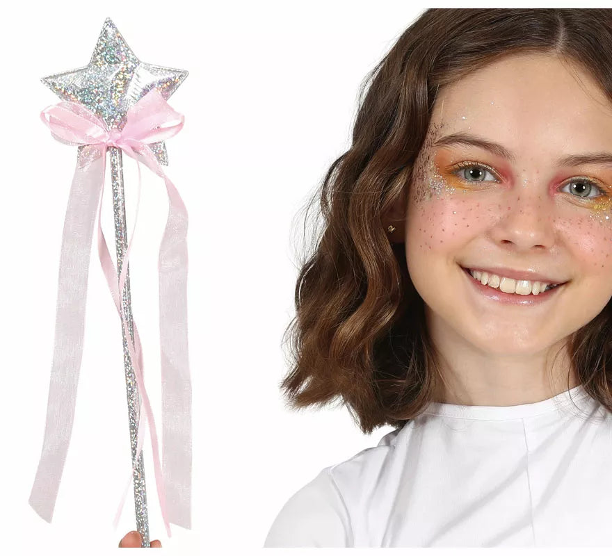Varita con Estrella Plata de 35 cm