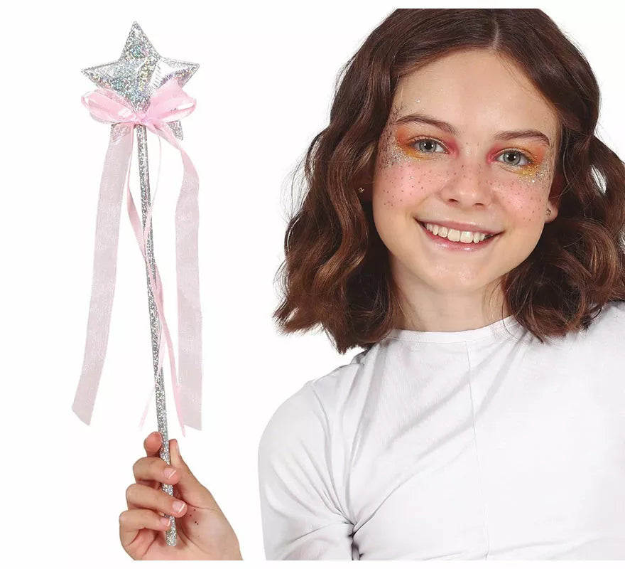 Varita con Estrella Plata de 35 cm