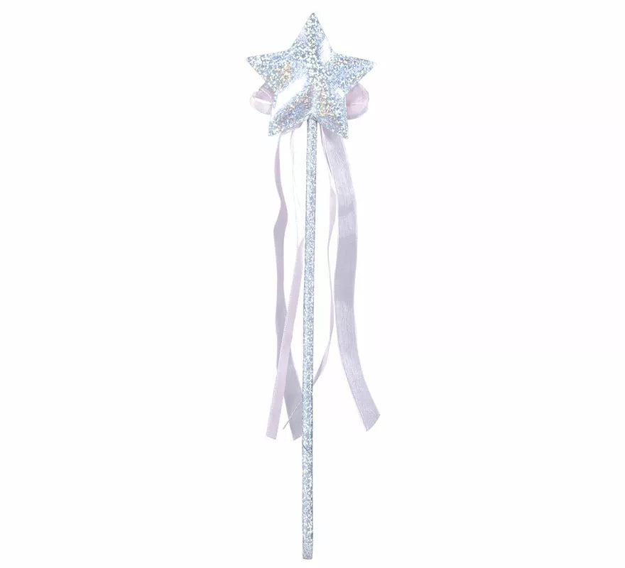 Translation missing: en.Varita con Estrella Plata de 35 cm
