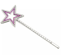 Piccola bacchetta con stella rosa di 23 cm