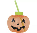 Vaso con Pajita Calabaza con iluminación LED de 17 cm