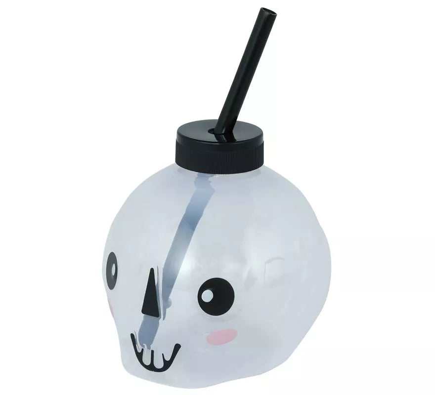 Vaso con Pajita Calavera con iluminación LED de 17 cm