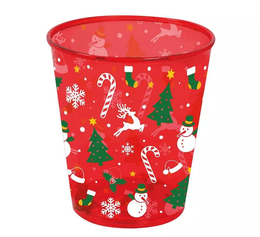 Translation missing: en.Vaso de Figuras Navideñas rojo de plástico de 10 cm
