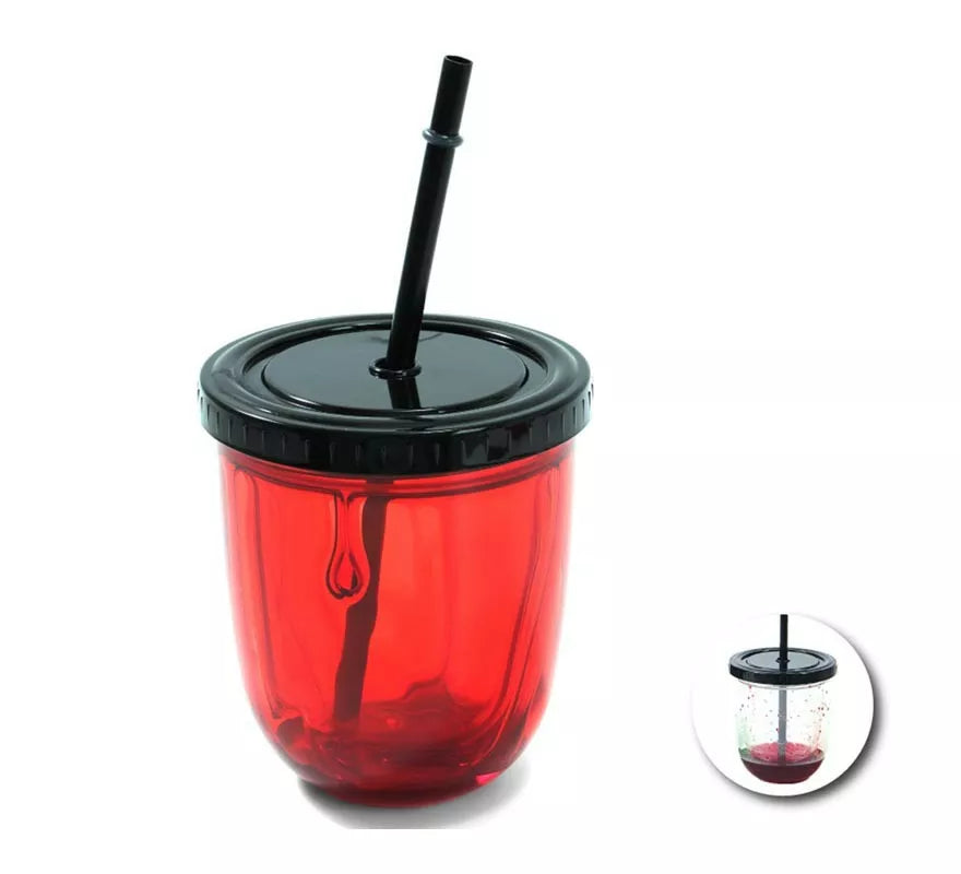 Translation missing: en.Vaso Doble Fondo con pajita y sangre falsa de 335 ml