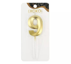 Birthday and Anniversary Candle number 9 gold color 7 cm