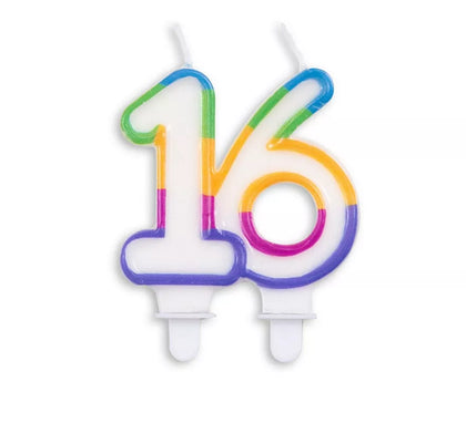 Vela de Cumpleaños Número 16 Multicolor