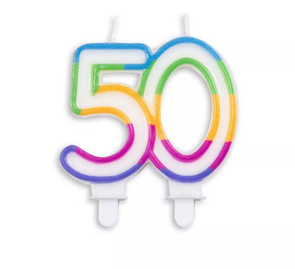 Vela de Cumpleaños Número 50 Multicolor