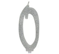 Vela Escarchada Plata Número 0, de 12.5 cm