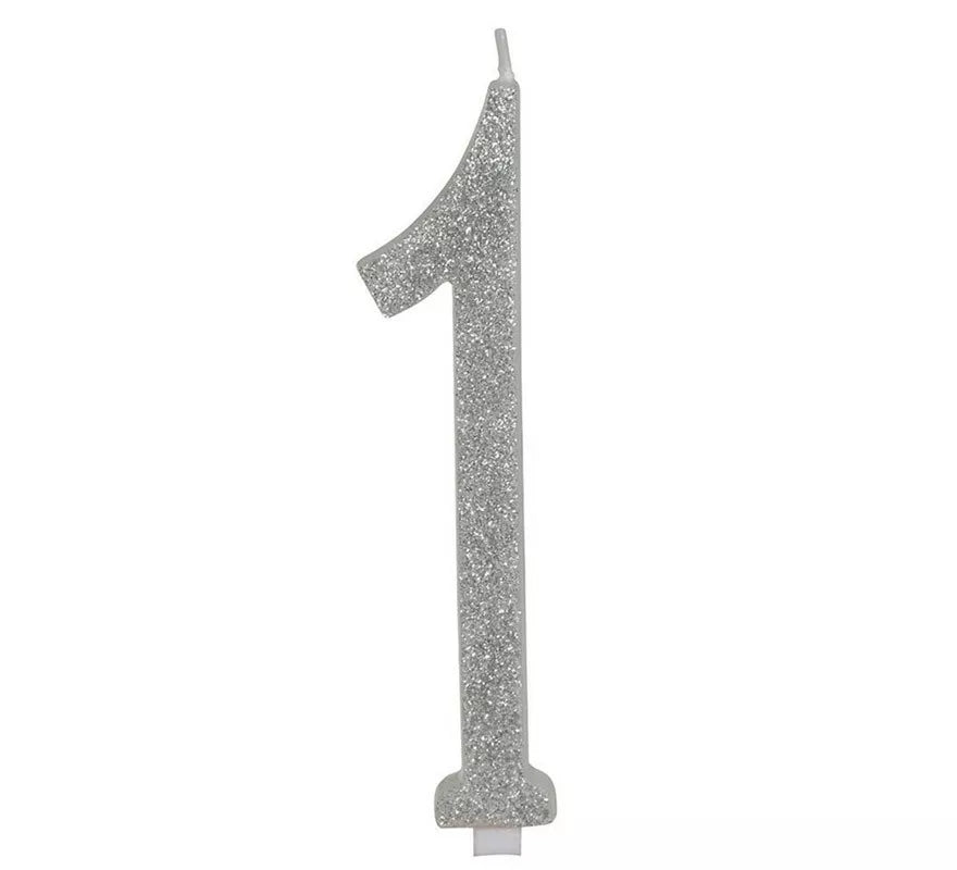 Translation missing: en.Vela Escarchada Plata Número 1, de 12.5 cm