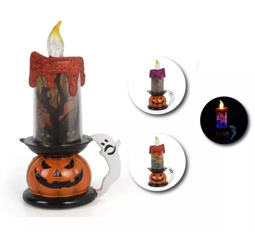 Translation missing: en.Vela Halloween con base Calabaza en modelos surtidos con luz de 9,5x16,5 cm