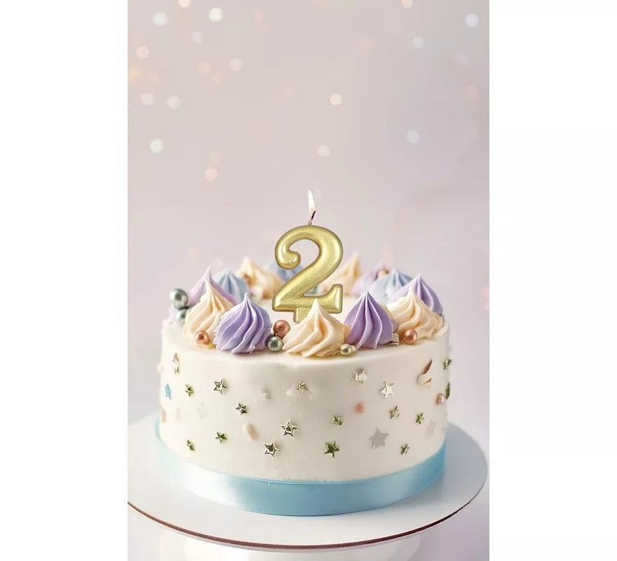 Vela Metalizada Dorada Nº 2, de 8 cm