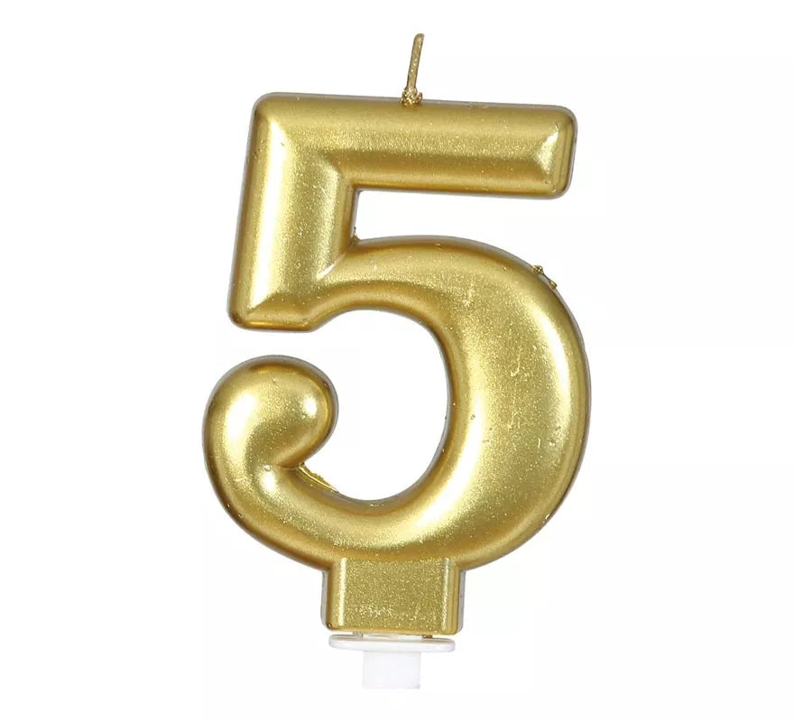 Vela Metalizada Dorada Nº 5, de 8 cm