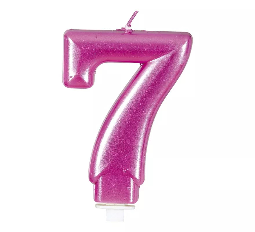 Vela Metalizada Rosa Nº 7, de 8 cm
